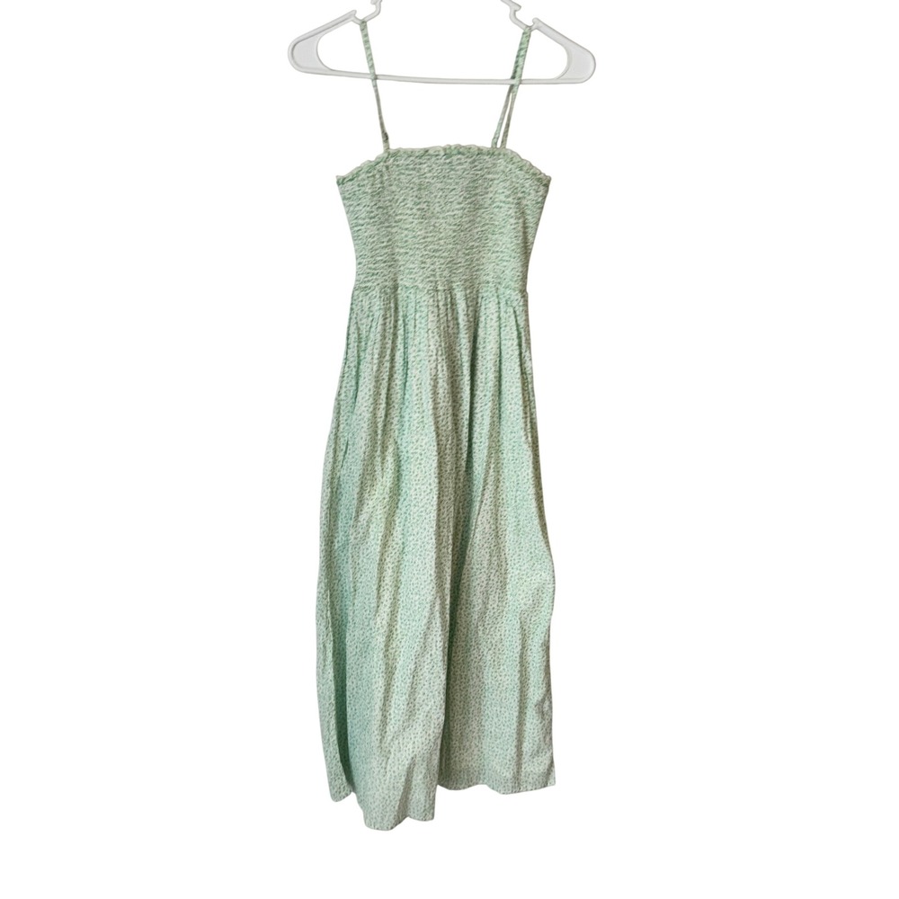 Billabong Green Floral Smocked Midi Dress Adjustable Spaghetti Straps Small